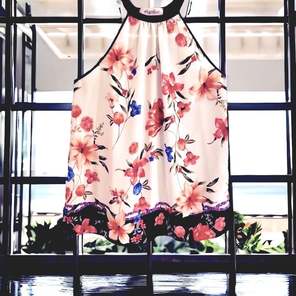 Scuba Neck Top, Sleeveless, Dark Navy & Floral, M, by Haptics - Picture 6 of 6